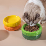 Elevated Ceramic Cat Bowl, High Foot Pet Food Water Bowl Durable Feeding Basin for Cats Small Dogs