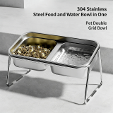 Double Stainless Steel Cat Bowl, Anti-tipping Pet Food Water Bowl, Feeding Dish for Cats Small Dogs