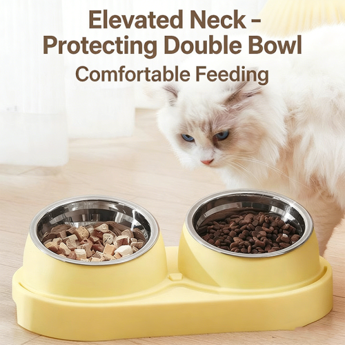 Slant Mouth Double Cat Bowl Anti-Tipping Pet Feeding Water Bowl for Cats