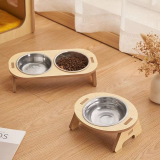 Anti-Slip Double Cat Bowl Anti-Tipping Pet Food Water Bowl for Adult Kitten Small Dogs