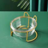 Glass Double Pet Bowl, Transparent Food Water Feeding Bowl, Anti-Slip Glass Cat Bowl for Cats Small Dogs