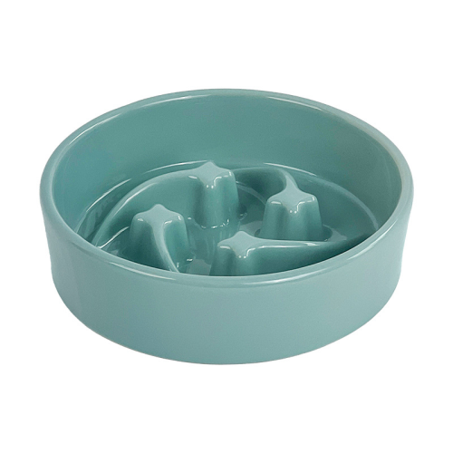 Simple Meteor Ceramic Slow Feeder Bowl, Anti-Choke Slow Eating Pet Bowl Anti-Tipping Feeding Basin for Cats Dogs