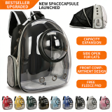 Full View Panoramic Cat Backpack, Transparent Space Capsule Pet Carrier, Breathable Double Shoulder Outdoor Cat Supplies