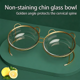 Glass Double Pet Bowl, Transparent Food Water Feeding Bowl, Anti-Slip Glass Cat Bowl for Cats Small Dogs