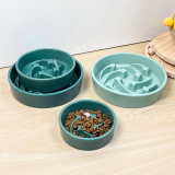 Simple Meteor Ceramic Slow Feeder Bowl, Anti-Choke Slow Eating Pet Bowl Anti-Tipping Feeding Basin for Cats Dogs
