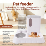 2-in-1 Pet Feeder Water Fountain, Large Capacity Auto Water Feeder, Intelligent Food Water Dispenser for Cat Dog
