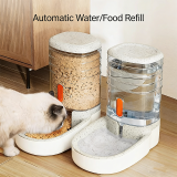 Pet Automatic Feeding & Drinking Bowl, Dog Cat Bowl Combination with Grain Storage Barrel, Auto Feeder Waterer for Pets