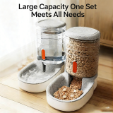 Pet Automatic Feeding & Drinking Bowl, Dog Cat Bowl Combination with Grain Storage Barrel, Auto Feeder Waterer for Pets
