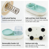 Pet Automatic Feeding & Drinking Bowl, Dog Cat Bowl Combination with Grain Storage Barrel, Auto Feeder Waterer for Pets