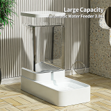 2-in-1 Cat Dog Feeder Water Dispenser, Automatic Pet Water Fountain with Grain Storage Barrel, Pet Feeding Bowl