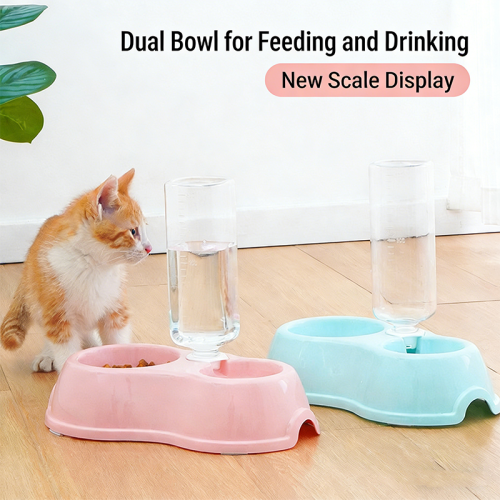 Pet Feeder Water Dispenser, Automatic Drinking Bottle Double Bowl, Cat Food Water Bowl Daily Pet Supplies