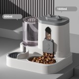 2-in-1 Cat Dog Feeder Water Dispenser, Automatic Pet Water Fountain with Grain Storage Barrel, Pet Feeding Bowl