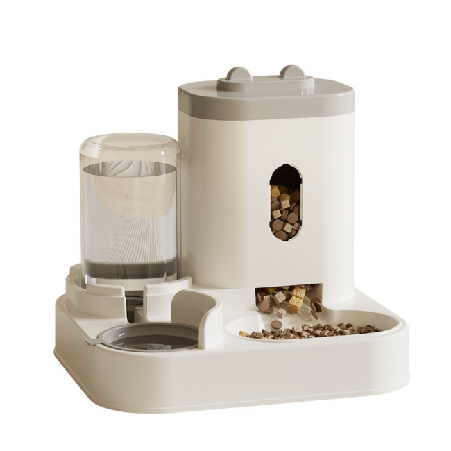 2-in-1 Automatic Cat Feeder Water Fountain, Pet Food Water Bowl Combo, Integrated Cat Dog Feeding Bowl Pet Supplies