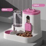 2-in-1 Cat Dog Feeder Water Dispenser, Automatic Pet Water Fountain with Grain Storage Barrel, Pet Feeding Bowl