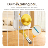 Wire Cage Hanging Pet Water Bottle, Large Capacity Rolling Ball Water Dispenser, Automatic Feeder Drinking Bottle for Cats Dogs