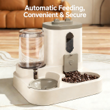 2-in-1 Automatic Pet Feeder Water Dispenser, Anti-tipping Cat Dog Bowl, Integrated Drinking Feeding Bowl for Pets