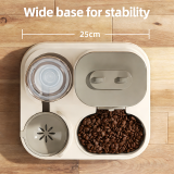 2-in-1 Automatic Pet Feeder Water Dispenser, Anti-tipping Cat Dog Bowl, Integrated Drinking Feeding Bowl for Pets