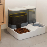 2-in-1 Automatic Cat Feeder Water Fountain, Large Capacity Cat Bowl Drinking Feeder, No Wet Mouth Auto Water Dispenser