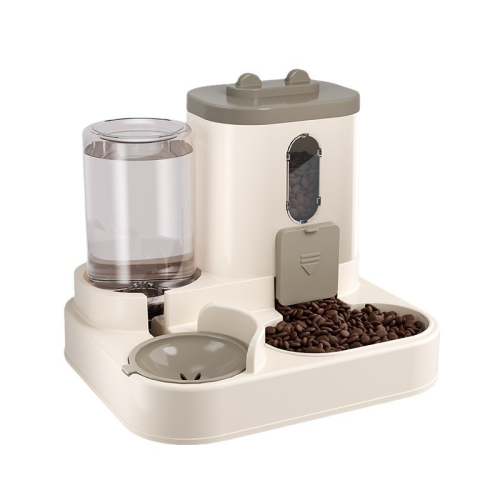 2-in-1 Automatic Pet Feeder Water Dispenser, Anti-tipping Cat Dog Bowl, Integrated Drinking Feeding Bowl for Pets