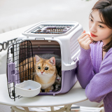 Portable Pet Airline Carrier Box, Travel Outdoor Handheld Cat Cage Bag, Car Transport Kennel for Cats Small Dogs