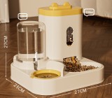 2-in-1 Cat Dog Feeder Water Dispenser, Automatic Pet Water Fountain with Grain Storage Barrel, Pet Feeding Bowl
