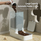 Automatic Cat Dog Feeder Water Fountain, Pet Food Dispenser with Grain Storage Bucket, Auto Feeding Drinking Pet Bowl