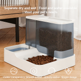 2-in-1 Automatic Cat Feeder Water Fountain, Large Capacity Cat Bowl Drinking Feeder, No Wet Mouth Auto Water Dispenser