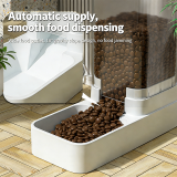 2-in-1 Cat Dog Feeder Water Dispenser, Automatic Pet Water Fountain with Grain Storage Barrel, Pet Feeding Bowl