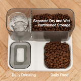 2-in-1 Automatic Cat Feeder Water Fountain, Large Capacity Cat Bowl Drinking Feeder, No Wet Mouth Auto Water Dispenser