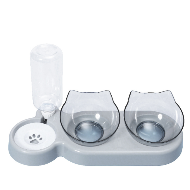 2-in-1 Cat Dog Bowl, Automatic Circulating Water Fountain Feeder, Anti-wet Mouth Integrated Pet Food Bowl