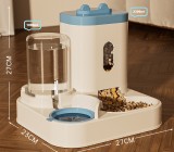 2-in-1 Cat Dog Feeder Water Dispenser, Automatic Pet Water Fountain with Grain Storage Barrel, Pet Feeding Bowl