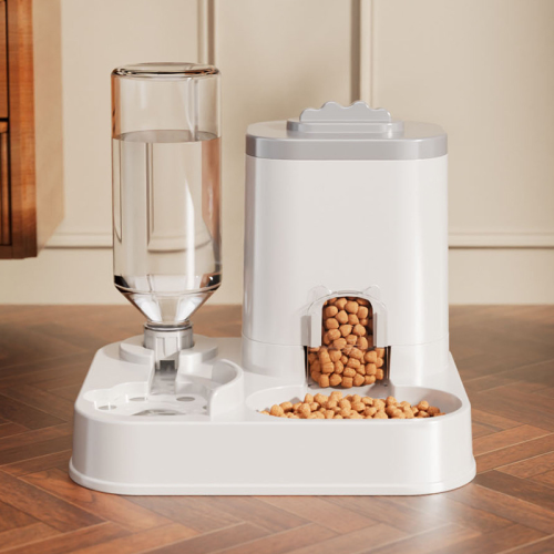 Large Capacity 2-in-1 Pet Feeder Water Fountain, Integrated Food & Water Automatic Feeding Dispenser for Cats Dogs