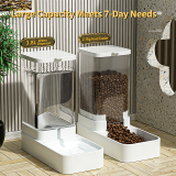 2-in-1 Cat Dog Feeder Water Dispenser, Automatic Pet Water Fountain with Grain Storage Barrel, Pet Feeding Bowl