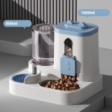2-in-1 Cat Dog Feeder Water Dispenser, Automatic Pet Water Fountain with Grain Storage Barrel, Pet Feeding Bowl