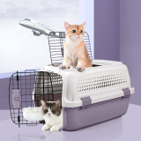 Portable Pet Airline Carrier Box, Travel Outdoor Handheld Cat Cage Bag, Car Transport Kennel for Cats Small Dogs