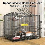  Foldable Large Cat Cage Indoor Cat Villa, Cat House with Litter Box, Spacious Pet Cat Crate for Living Room Home Use
