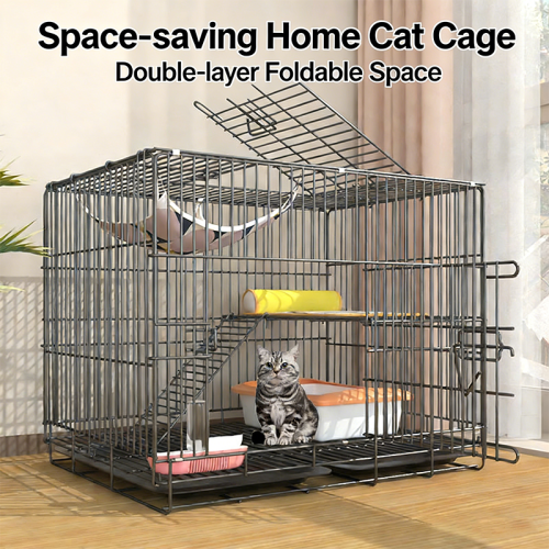  Foldable Large Cat Cage Indoor Cat Villa, Cat House with Litter Box, Spacious Pet Cat Crate for Living Room Home Use