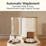 2-in-1 Automatic Pet Feeder and Water Fountain, Cat Dog Food Water Bowl Integrated Pet Drinking Feeder