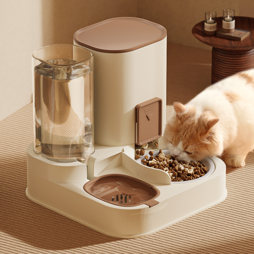 2-in-1 Automatic Pet Feeder and Water Fountain, Cat Dog Food Water Bowl Integrated Pet Drinking Feeder