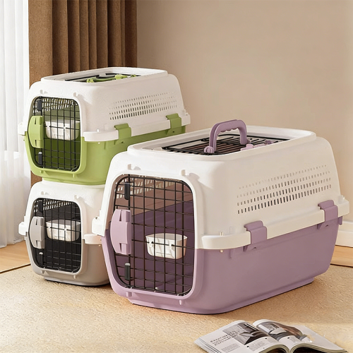 Portable Pet Airline Carrier Box, Travel Outdoor Handheld Cat Cage Bag, Car Transport Kennel for Cats Small Dogs