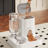 Large Capacity 2-in-1 Pet Feeder Water Fountain, Integrated Food & Water Automatic Feeding Dispenser for Cats Dogs