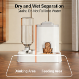 Large Capacity 2-in-1 Pet Feeder Water Fountain, Integrated Food & Water Automatic Feeding Dispenser for Cats Dogs
