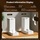 2-in-1 Cat Dog Feeder Water Dispenser, Automatic Pet Water Fountain with Grain Storage Barrel, Pet Feeding Bowl