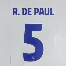 R.DE PAUL #5 Atletico Madrid 2025-26 Home UCL Football Soccer Name & Number Set