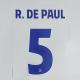 R.DE PAUL #5 Atletico Madrid 2025-26 Home UCL Football Soccer Name & Number Set