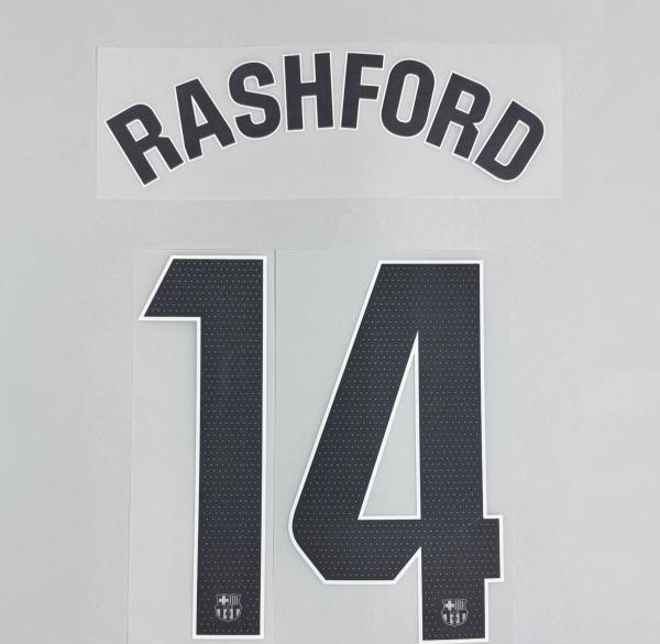 RASHFORD #14 FC Barcelona 2025-26 Away La Liga Football Soccer Name & Number Set
