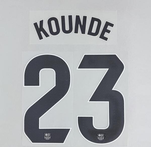 KOUNDE #23 FC Barcelona 2025-26 Away UCL Football Soccer Name & Number Set