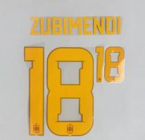 ZUBIMENDI #18 Spain 2026 World Cup Home Football Soccer Name & Number Set