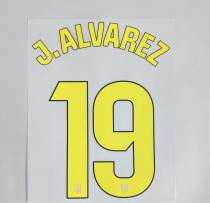 J.ALVAREZ #19 Atletico Madrid 2025-26 Away La Liga Football Soccer Name & Number Set