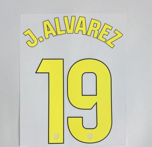 J.ALVAREZ #19 Atletico Madrid 2025-26 Away La Liga Football Soccer Name & Number Set